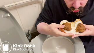 Worthless piggy eating cake