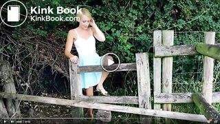 Gorgeous girl shitting off fence