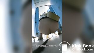 The girl excreted a lot in the toilet 05