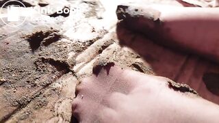 Dirty poo socks crush close up