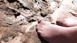 Dirty poo socks crush close up