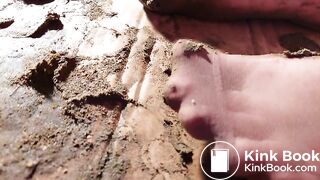 Dirty poo socks crush close up