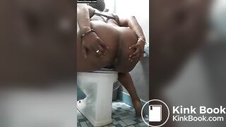 BBW Ebony House wife pooping after enema