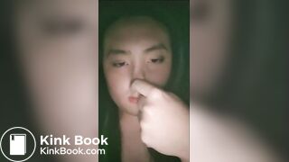 Gothic fishnets poop in the dark