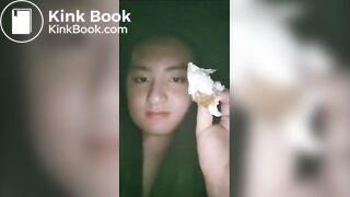 Gothic fishnets poop in the dark