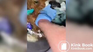 Slimy portapotty shit for worthless human toilet s