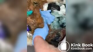 Slimy portapotty shit for worthless human toilet s