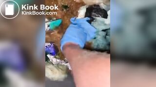 Slimy portapotty shit for worthless human toilet s