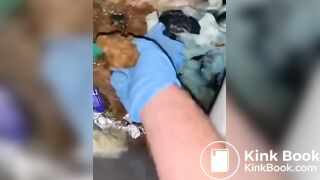 Slimy portapotty shit for worthless human toilet s