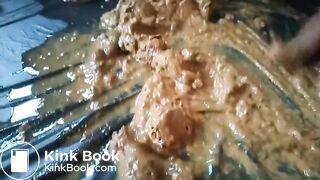 Ebony heavily shits after enema