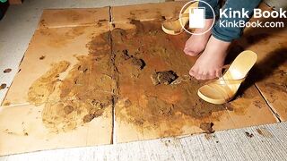 Very mad at the dog in pantyhose