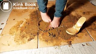 Very mad at the dog in pantyhose