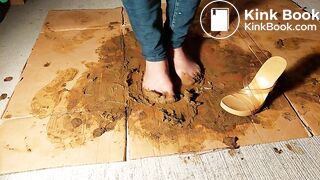 Very mad at the dog in pantyhose