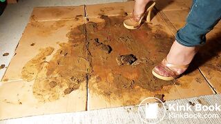 Very mad at the dog in pantyhose