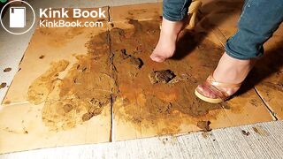 Very mad at the dog in pantyhose