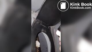 Fresh portapotty shit for worthless human toilet w