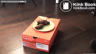 Girl shitting a huge thick turd