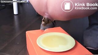 Girl shitting a huge thick turd
