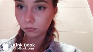 Pretty college girl pooping in the public toilet - Scat Fan Club