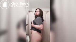 Playing with my boobs and pooping a soft turd