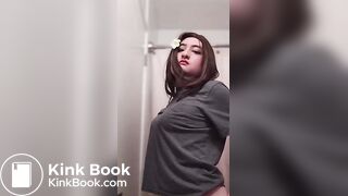 Playing with my boobs and pooping a soft turd