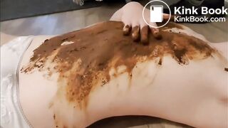smooth twink, white panties, scat smearing