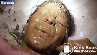 MAN SHITTING A FILTHY ENEMA ON SCAT SLUT'S FACE