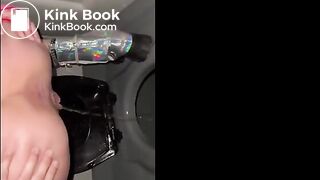 Whore licking public toilet