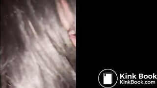 Whore licking public toilet