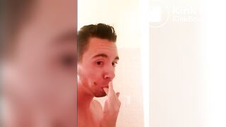 shitboy in the bath while the men watch sports