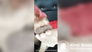 Girl stuffs Dogshit in Pussy and Mouth