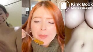 3 panel Red Head eating shit
