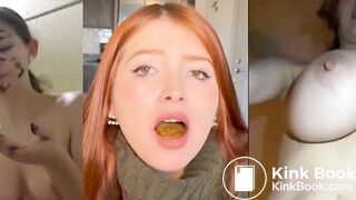 3 panel Red Head eating shit