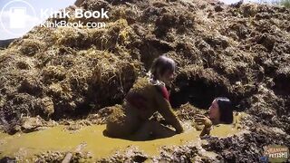 Manure Sports Dunghill Climbing - lesbian cowshit