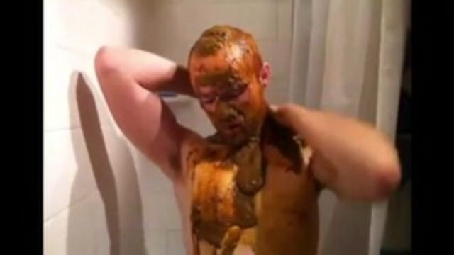 ginger guy takes a shit bath