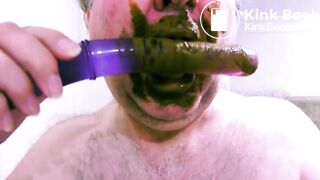 cleaning shit from the dildo