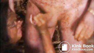 Shit Slut Sucks Shitty Cock in MFF Scat Threesome