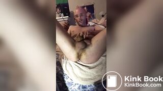 blond white guy takes a shit