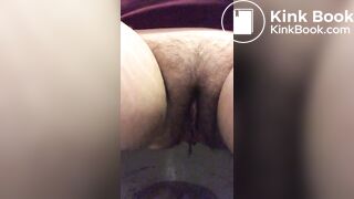 Hairy girl pooping