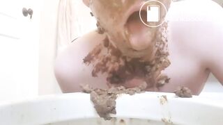 Eating a PILE OF SHIT! Submissive Human Toilet