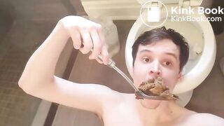 Eating a PILE OF SHIT! Submissive Human Toilet