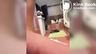 Teen boy shits on the bathroom floor