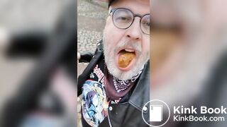 Public shit eating in full leather