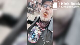 Public shit eating in full leather