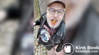 Public shit eating in full leather