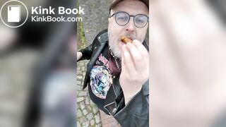 Public shit eating in full leather