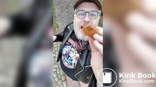 Public shit eating in full leather