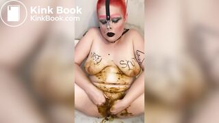 Humiliated Shit Pig Breeds Her Cervix with Scat