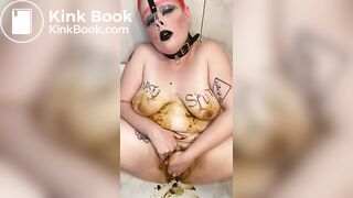 Humiliated Shit Pig Breeds Her Cervix with Scat