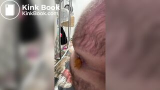 Shit on toilet with precum